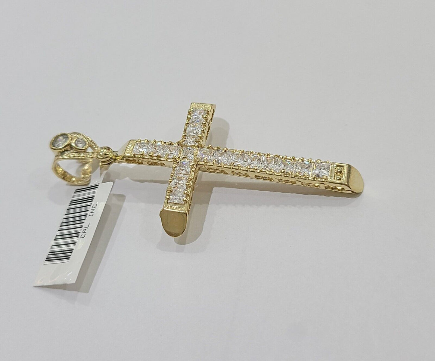 10k Yellow Gold Jesus Cross Charm Pendant 10 KT 2.5" Inch Religious Charm Real