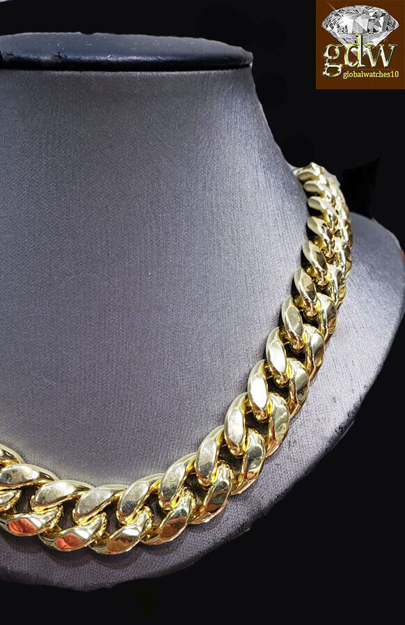 REAL 10k Gold Cuban Chain Necklace Yellow 15mm 30" Inch Box Clasp