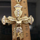 Real 10k Yellow Gold Jesus Crucifix Cross Charm Diamond Cut Pendant