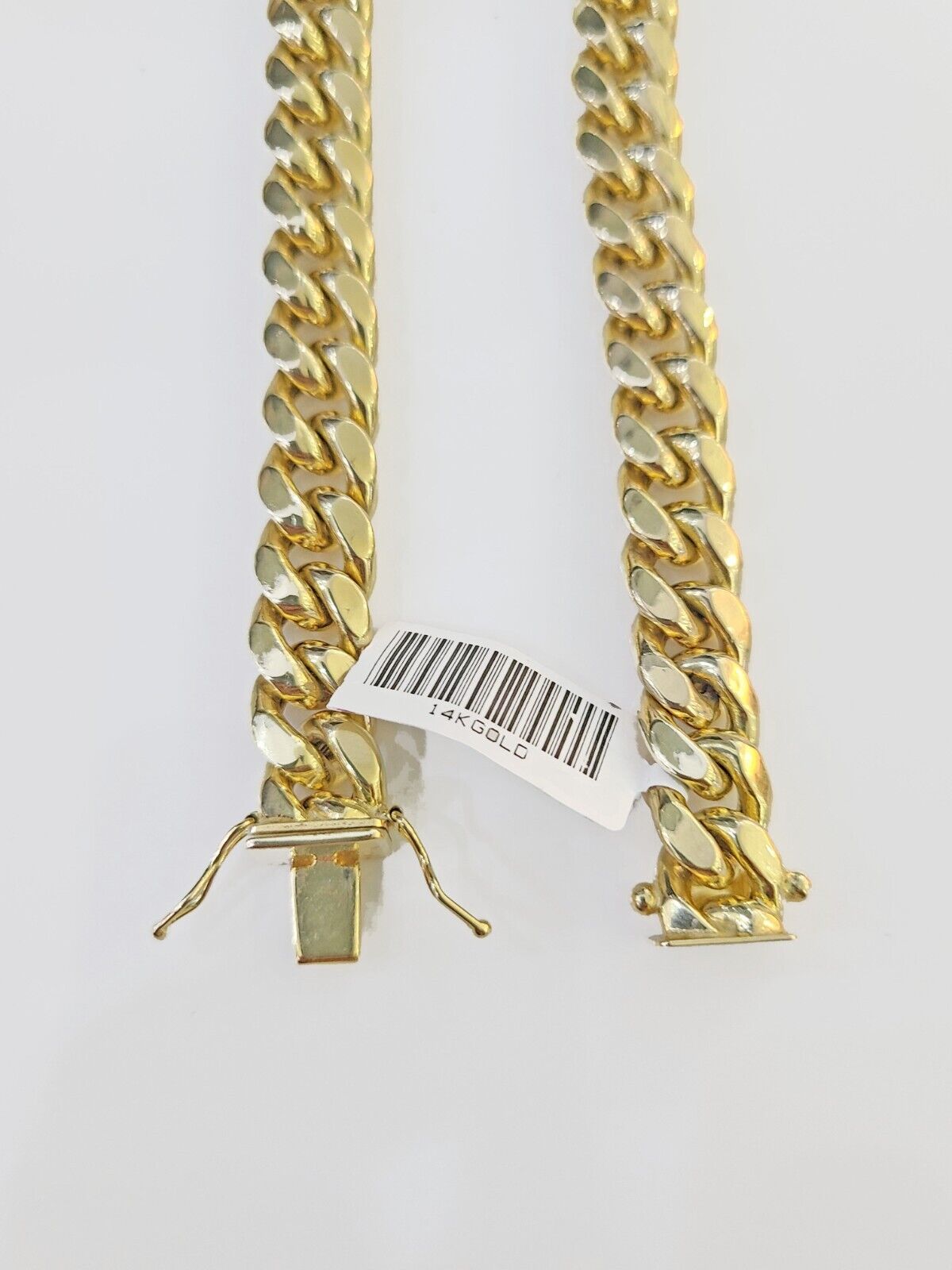 Real 14k Gold Miami Cuban Link Chain Necklace 10mm 22" Box lock 14kt Yellow Gold