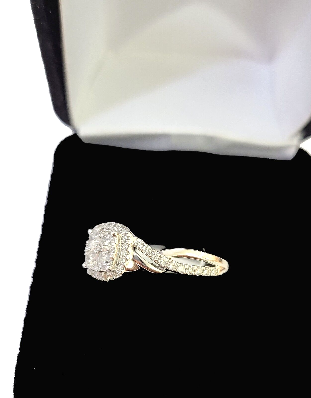 REAL 10k White Gold Diamond Ring 0.75 CT Square Shaped Ladies Engagement Wedding