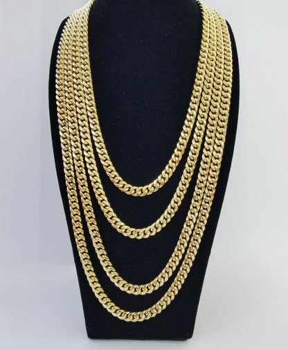 10k Yellow Gold Miami Cuban Necklace Chain 7mm 20-28",10kt Real Link Gold Chain