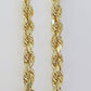 14K Yellow Gold 4mm Rope Chain 20 inch Diamond cut necklace Real 14KT