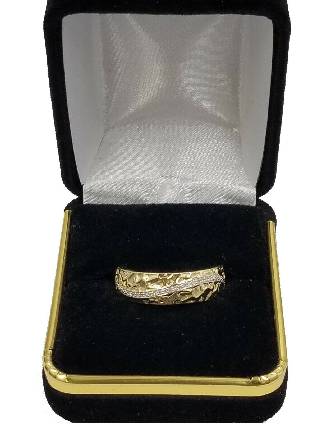 10k Yellow Gold Diamond Nuggets Style Wedding/ Engagement  For Men's 0.05CT