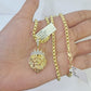 Real 10k Diamond Lion Charm Byzantine Chain Necklace 3mm 22" SET 10kt Genuine