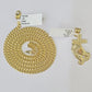 10k Yellow Gold Miami Cuban Chain & Praying Hands Cross Charm SET 3mm 22 Inches