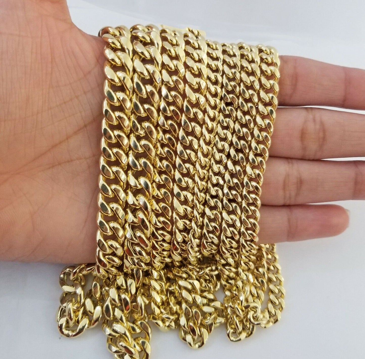 14k Yellow Gold Miami Cuban Necklace Chain 6mm-9mm,14kt Real Link Gold Chain