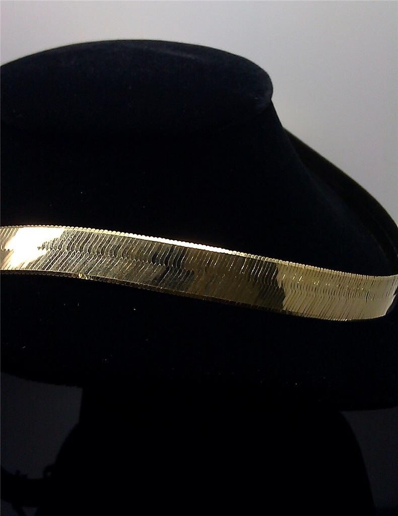 Real 10k Yellow Gold Herringbone 18" Necklace Chain 12mm