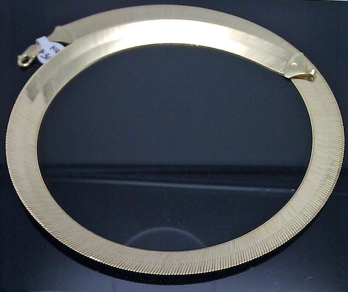 Real 10k Yellow Gold Herringbone 18" Necklace Chain 12mm