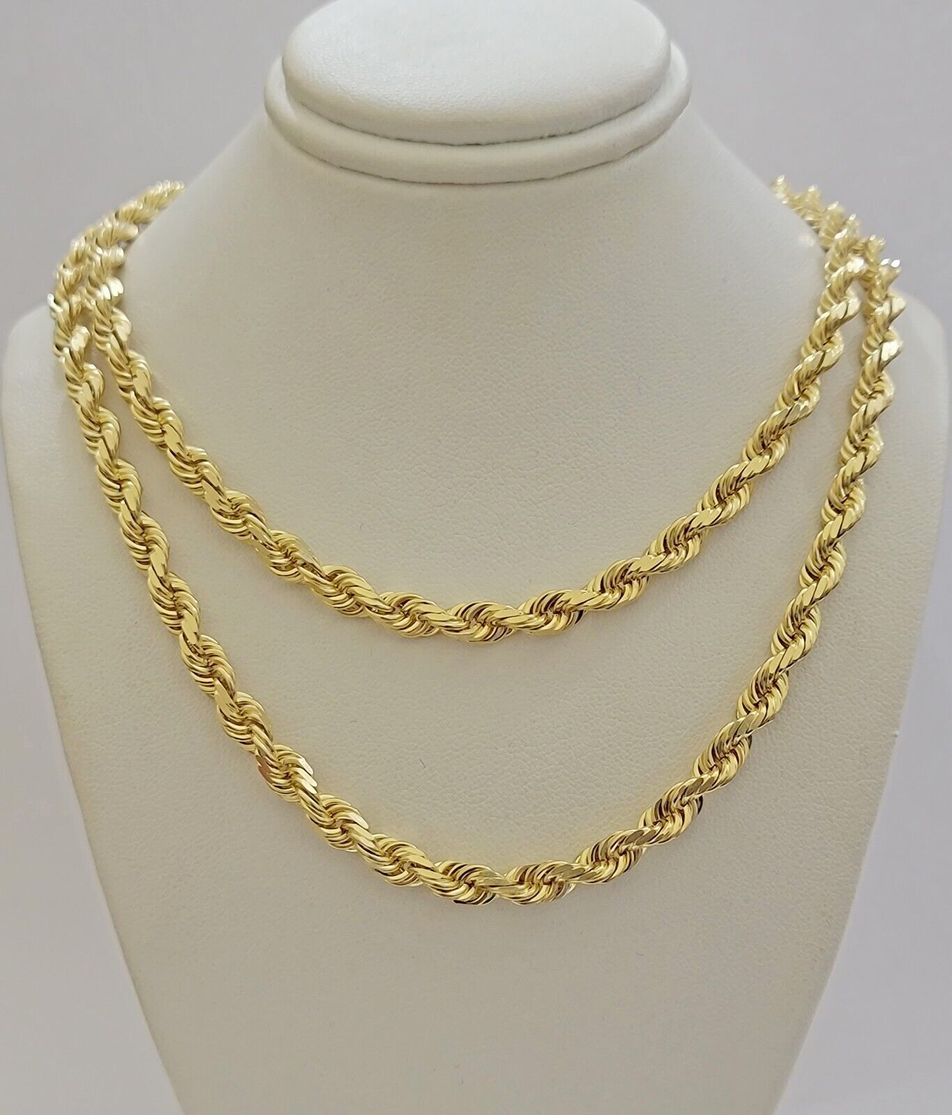 14k Yellow Gold Rope Chain Solid Necklace 6mm 26" Dimond Cut 14KT Real Gold Sale